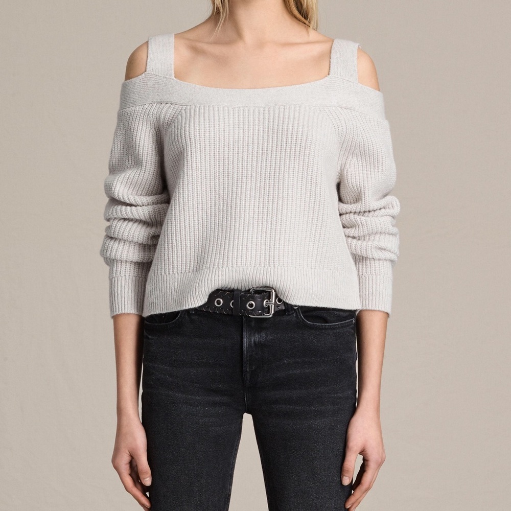 allsaints dasha cold shoulder cropped wool Med
